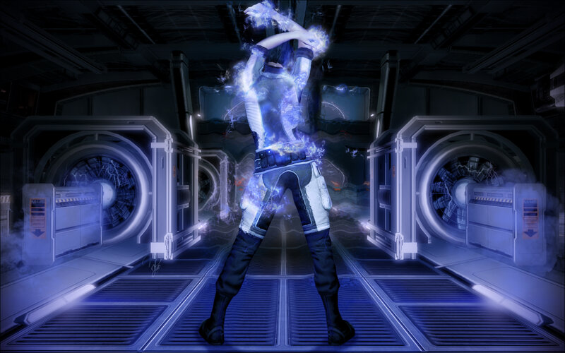 character with energy aura