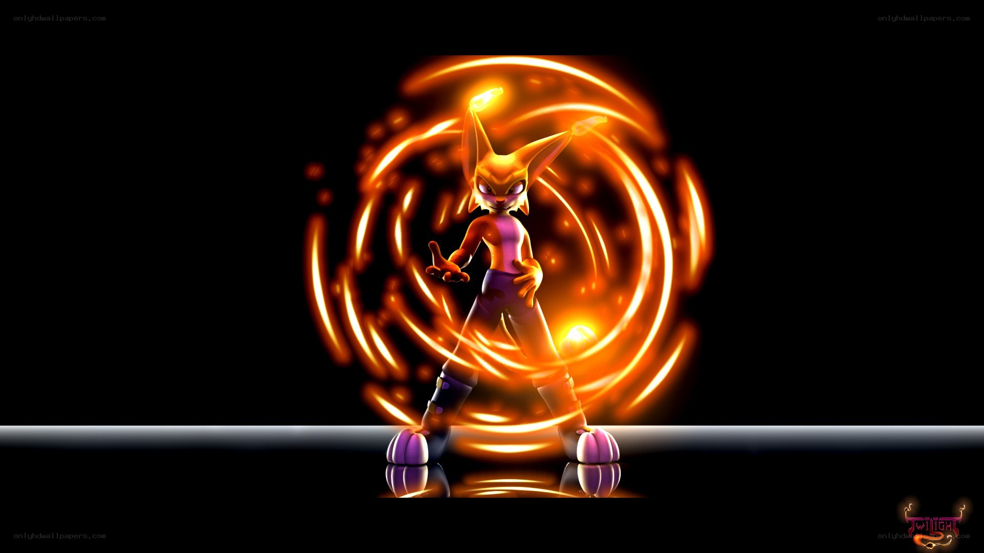character with fiery aura