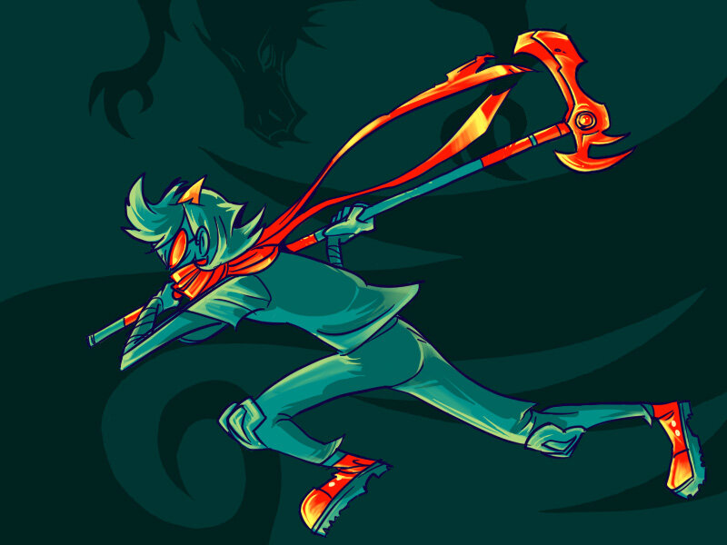 Character with fiery axe