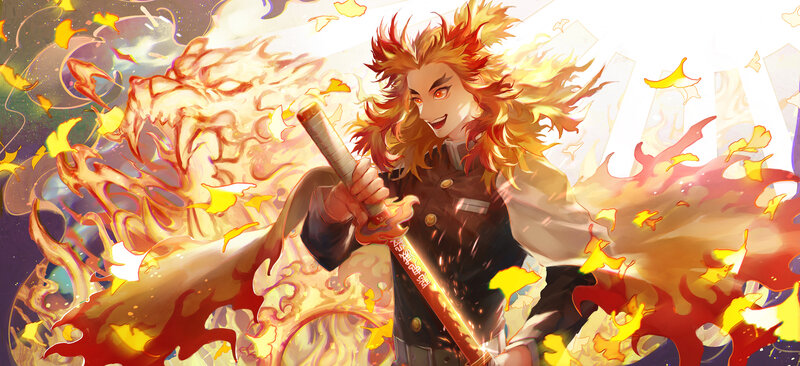Character with Flaming Sword — Orange