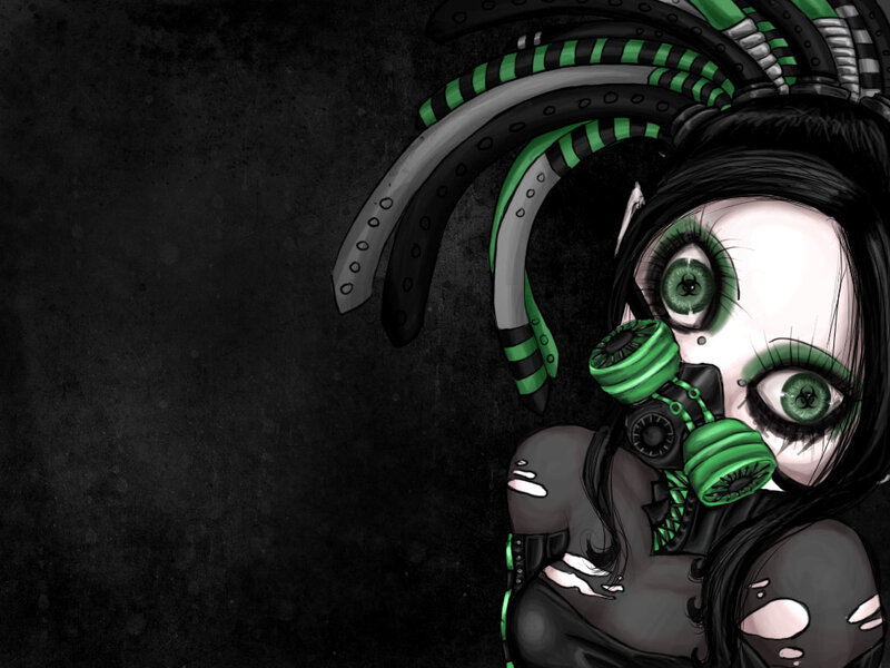 Character with Gas Mask — Black, Dark, Digital Art