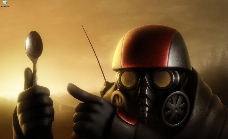 Character with Gas Mask — Brown