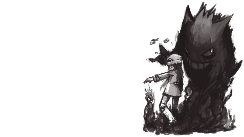 Character with Ghost Pokémon — Black, Dramatic