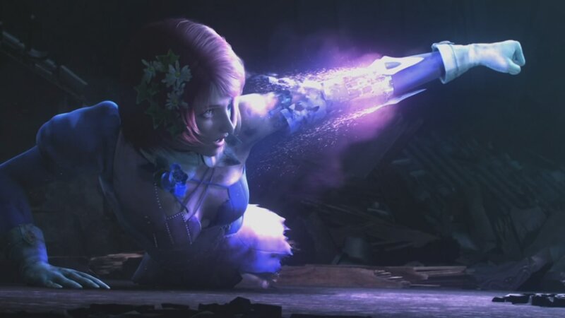 Character with glowing arm in dark setting