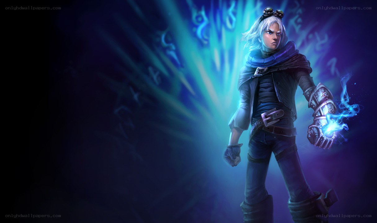 character with glowing blue magic