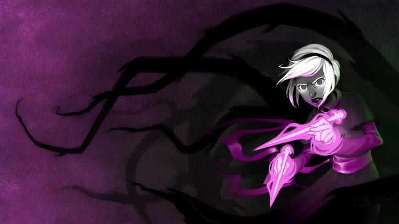 Character with glowing daggers