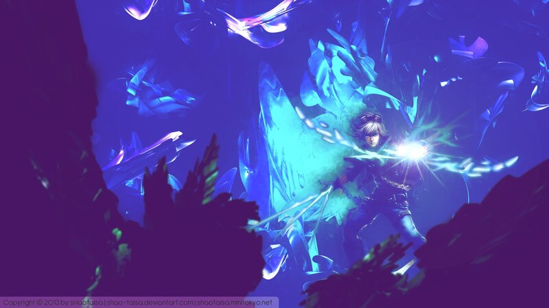 character with glowing energy