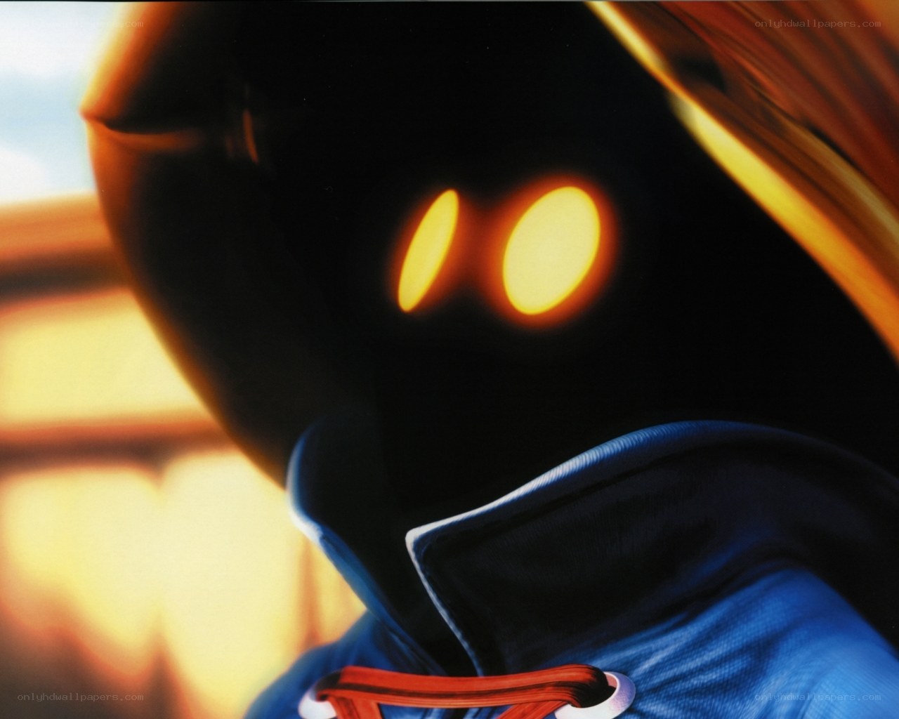 character with glowing eyes