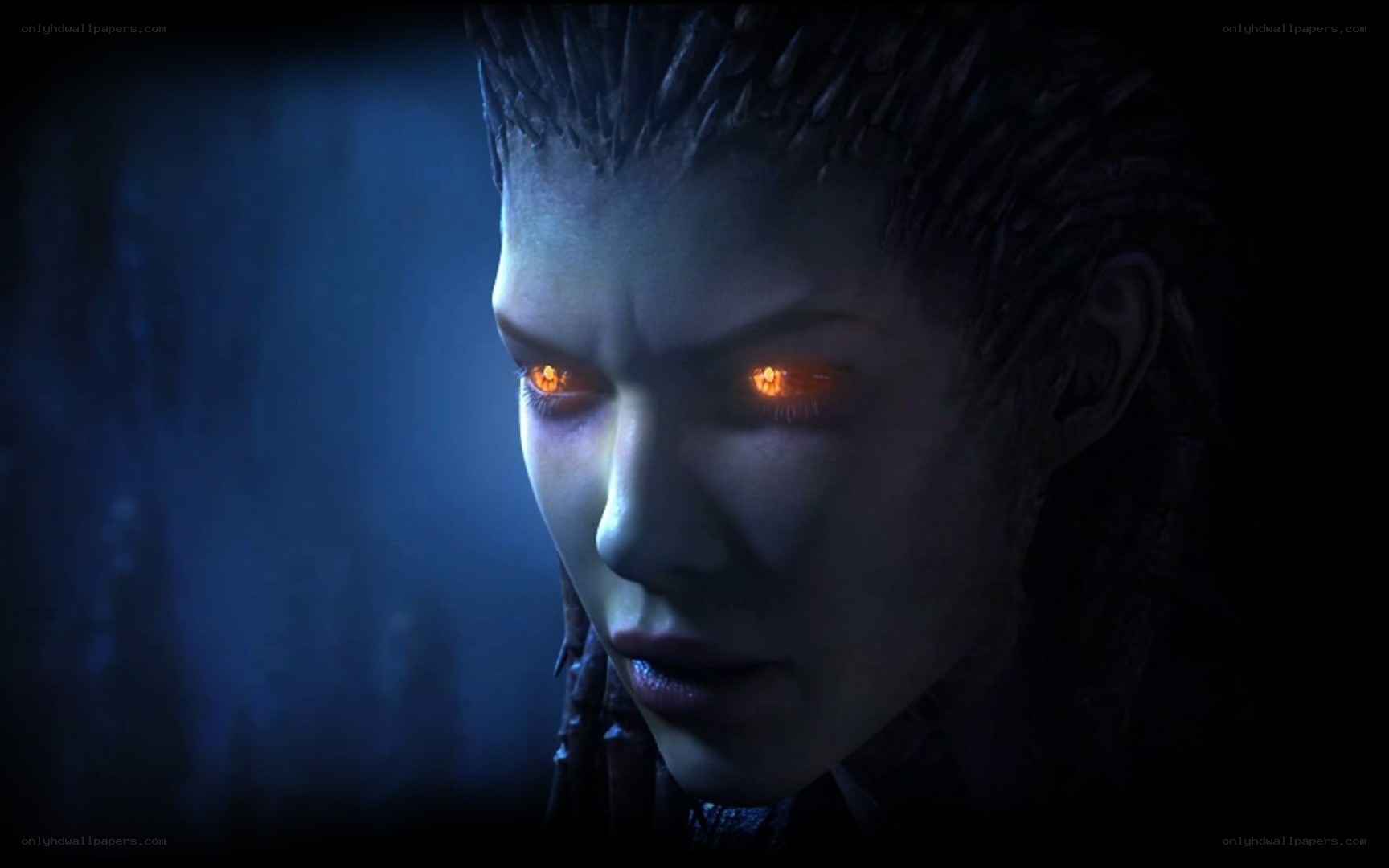 character with glowing eyes