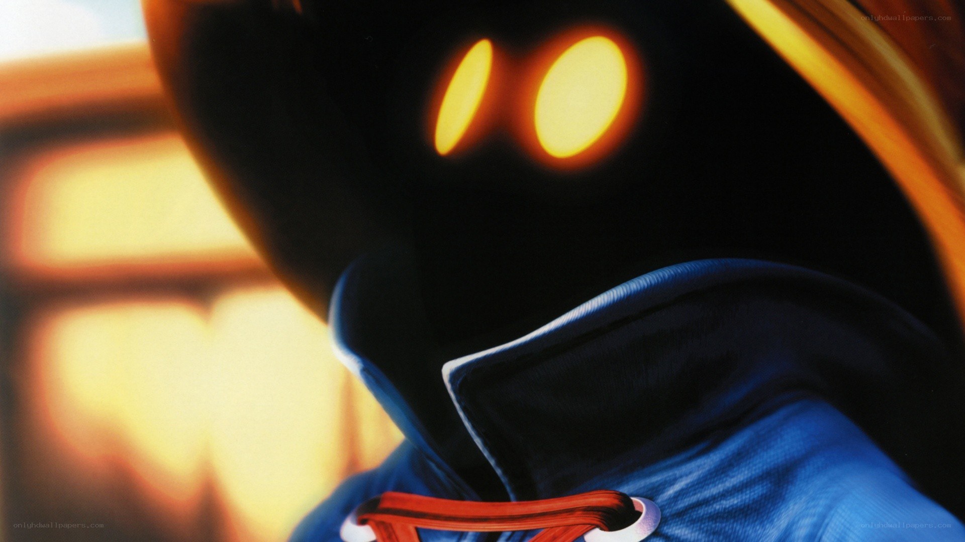 character with glowing eyes