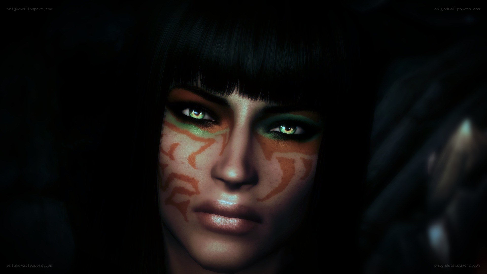 character with glowing eyes