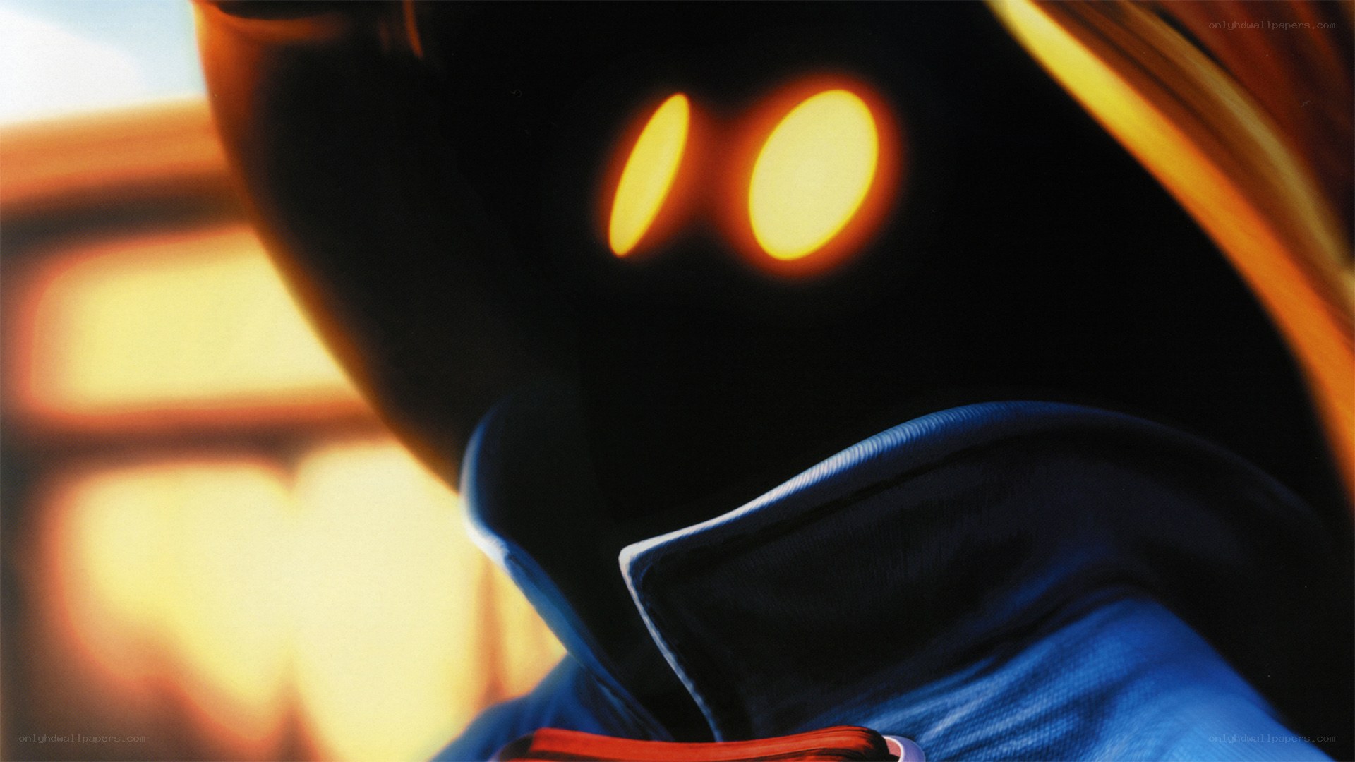 character with glowing eyes