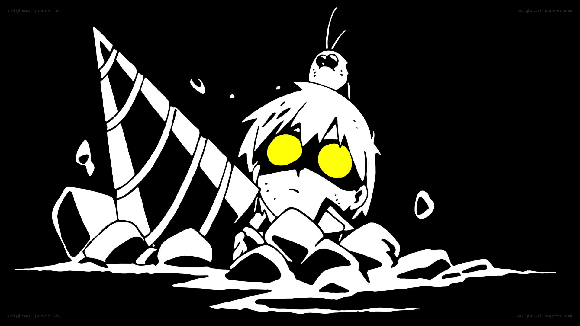 character with glowing eyes