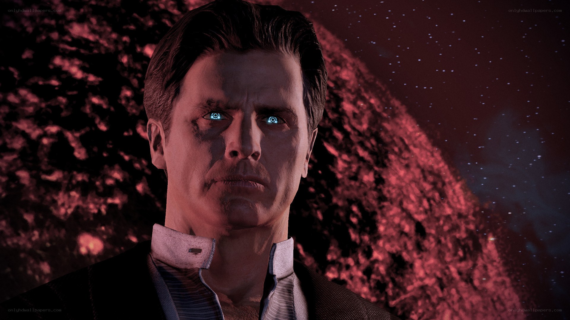 character with glowing eyes