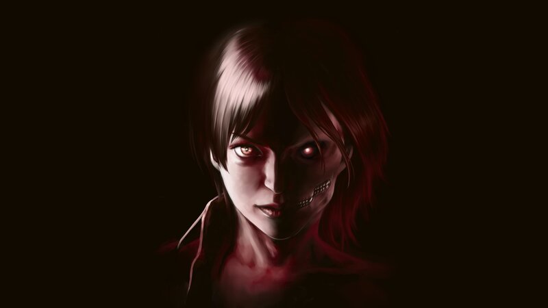 Character with Glowing Eyes — Black, Dramatic, Dark