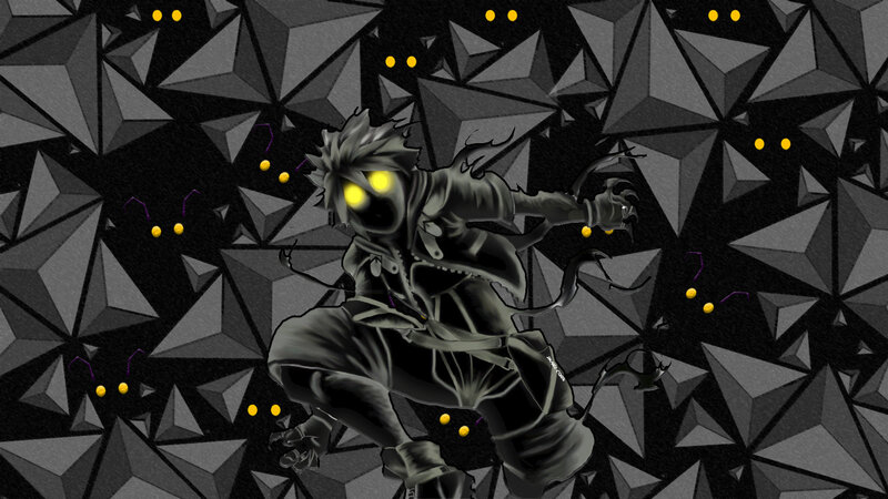 Character with Glowing Eyes — Black, Dramatic, Digital Art