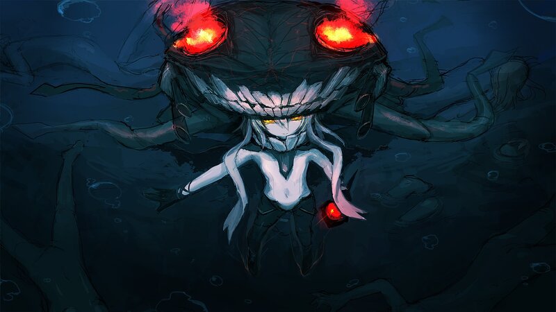Character with Glowing Eyes — Blue, Dark, Ominous