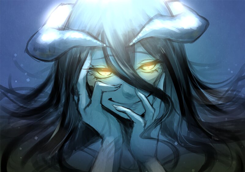 Character with Glowing Eyes — Blue, Dramatic, Night