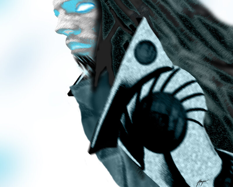 Character with Glowing Eyes — Blue