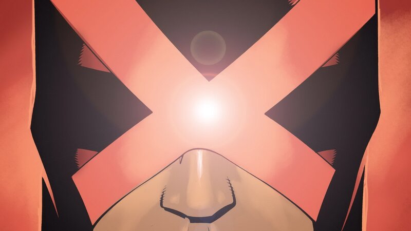 Character with Glowing Eyes — Red, Dramatic, Comic