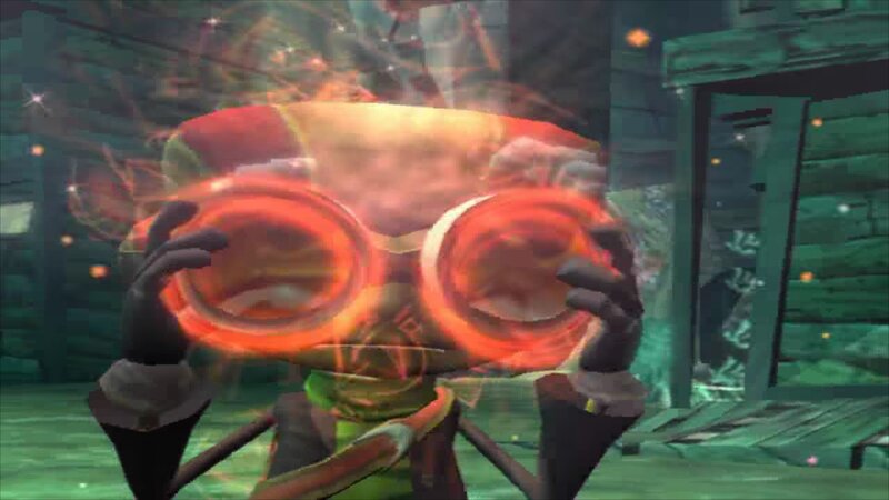 character with glowing goggles