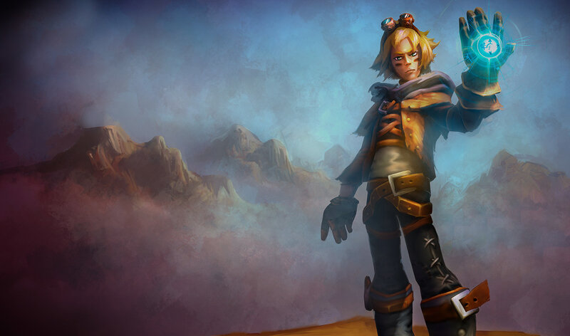Character with Glowing Hand — Blue