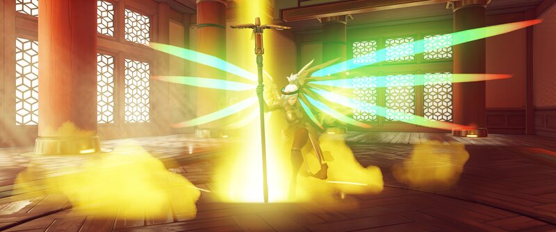 Character with Glowing Staff — Yellow