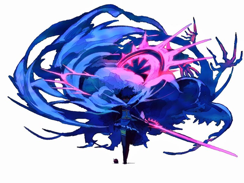 Character with Glowing Sword — Blue, Dramatic, Digital Art