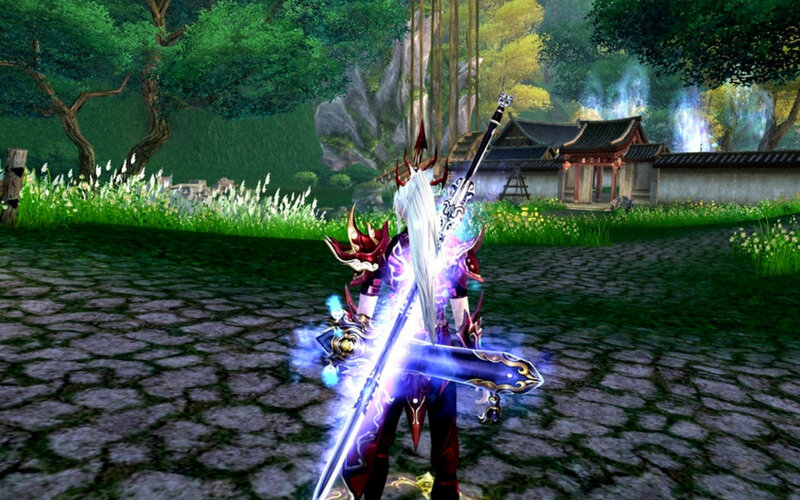 Character with Glowing Sword — Purple
