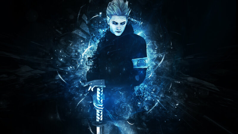 character with glowing sword