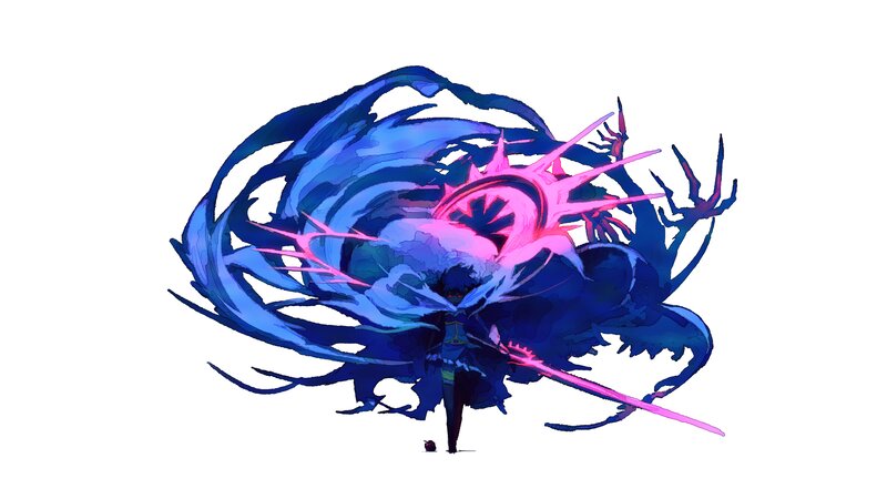 Character with Glowing Weapon — Blue