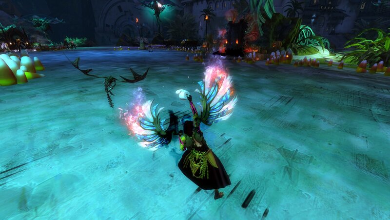 Character with Glowing Wings — Blue, Dark, Mystical