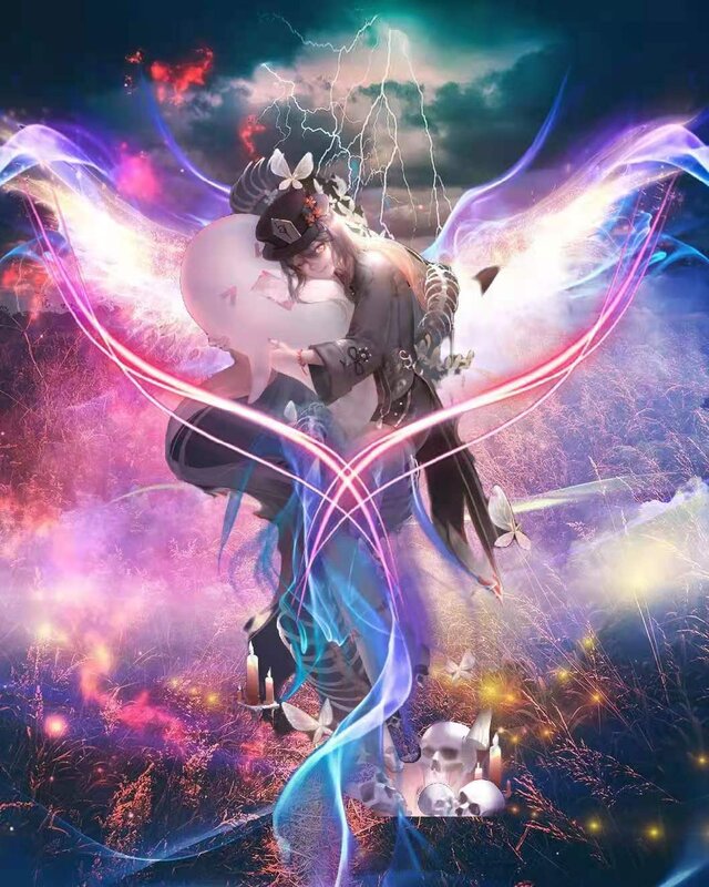 Character with Glowing Wings — Purple