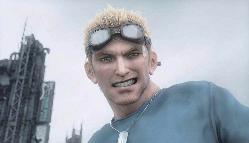 character with goggles and bandage