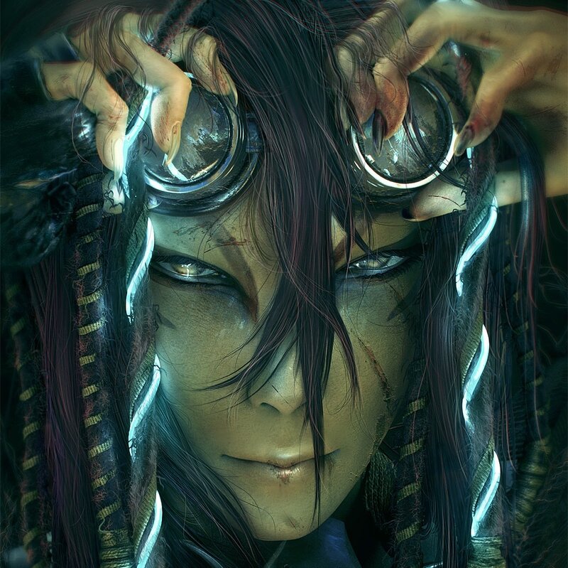 Character with Goggles — Green