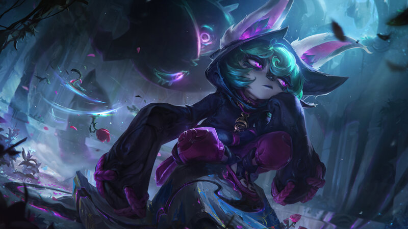Character with Green Hair — Purple, Dramatic, Night