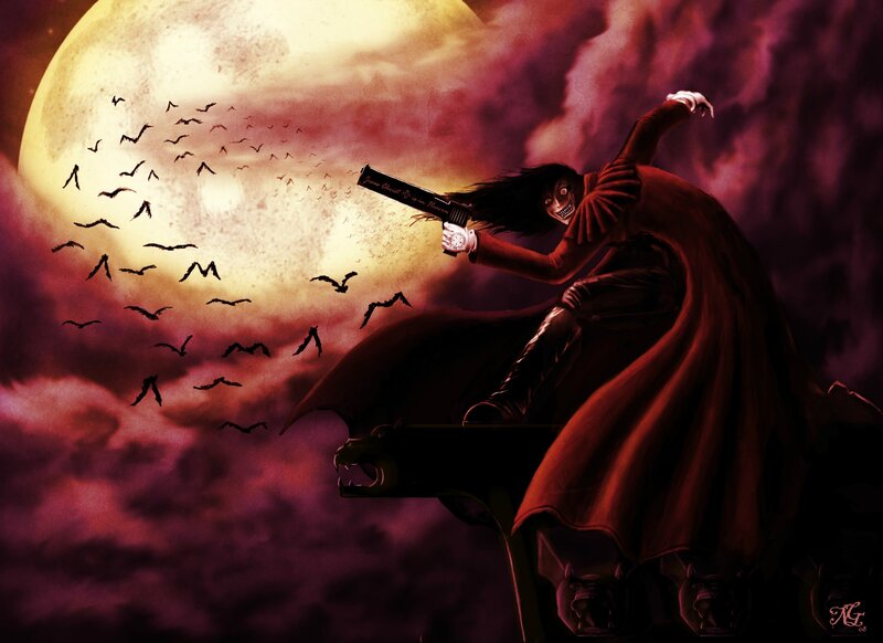 Character with Gun and Cape — Red