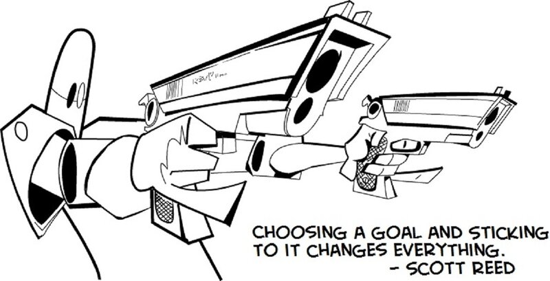 character with guns illustration