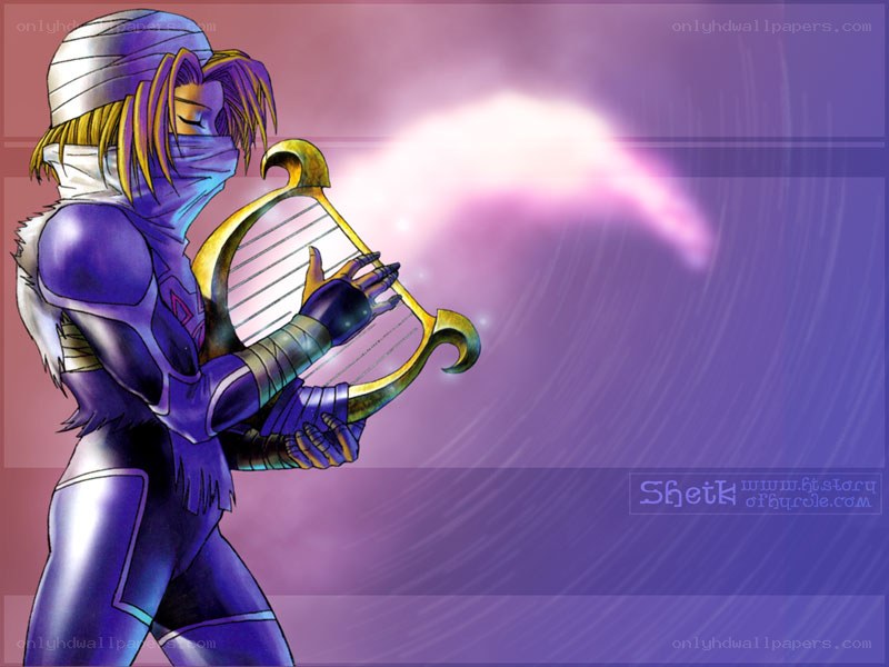character with harp in purple