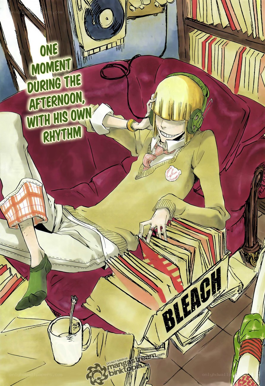 character with headphones on couch