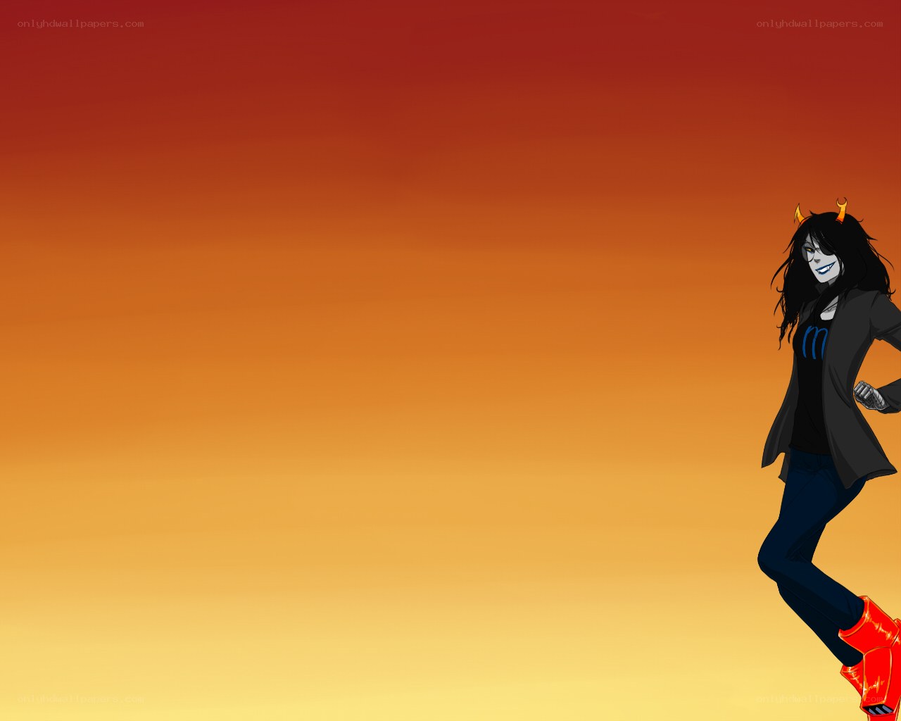 character with horns against sunset