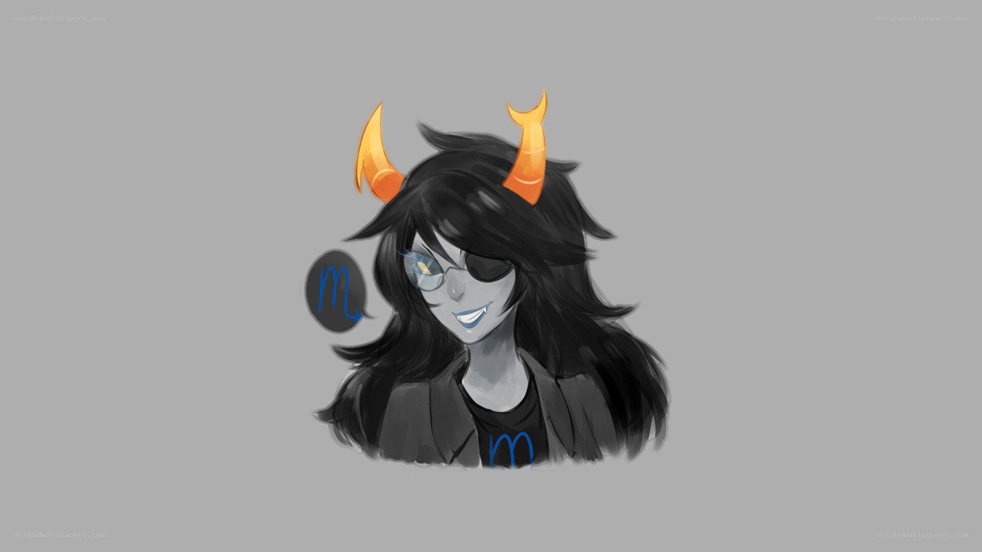 character with horns and glasses
