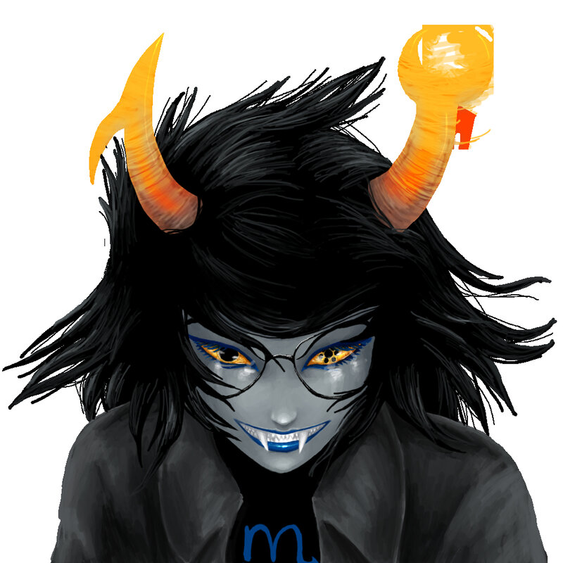 character with horns and glasses