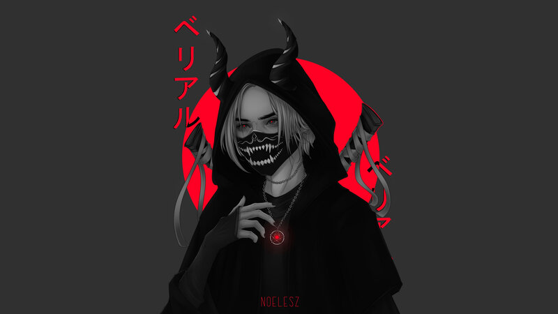 Character with Horns and Mask — Black