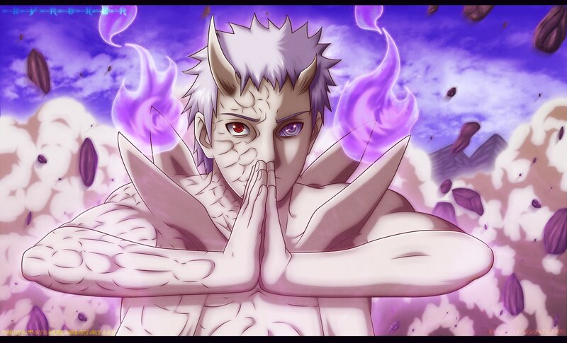 Character with Horns and Purple Flames