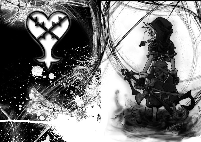 Character with Keyblade — Black, Dramatic, Digital Art