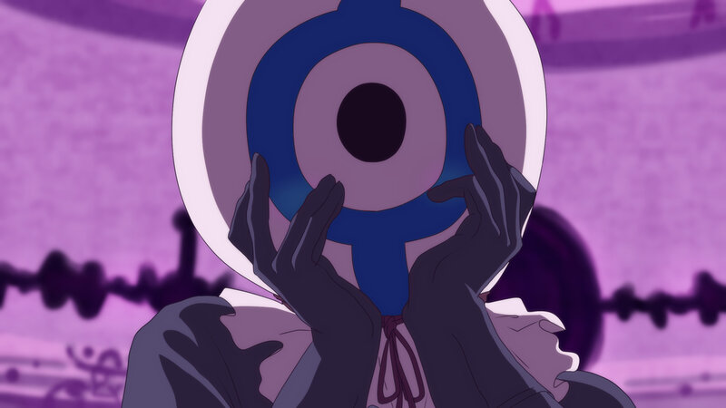 character with large eye mask