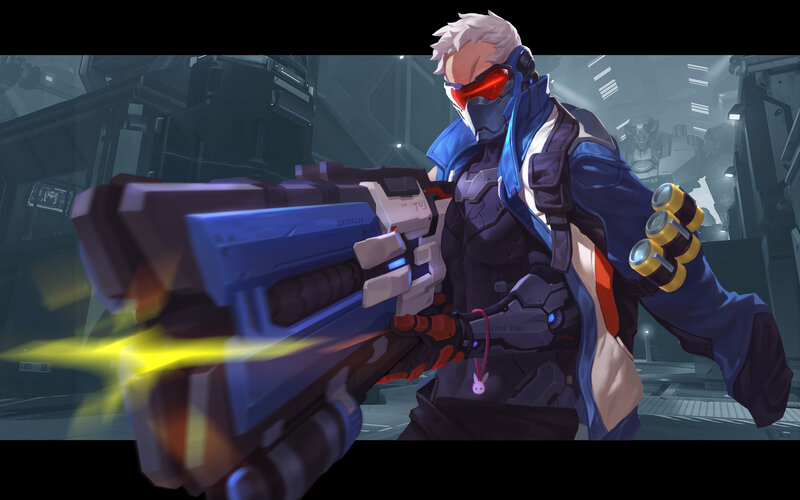 Character with Large Gun — Blue, Dramatic