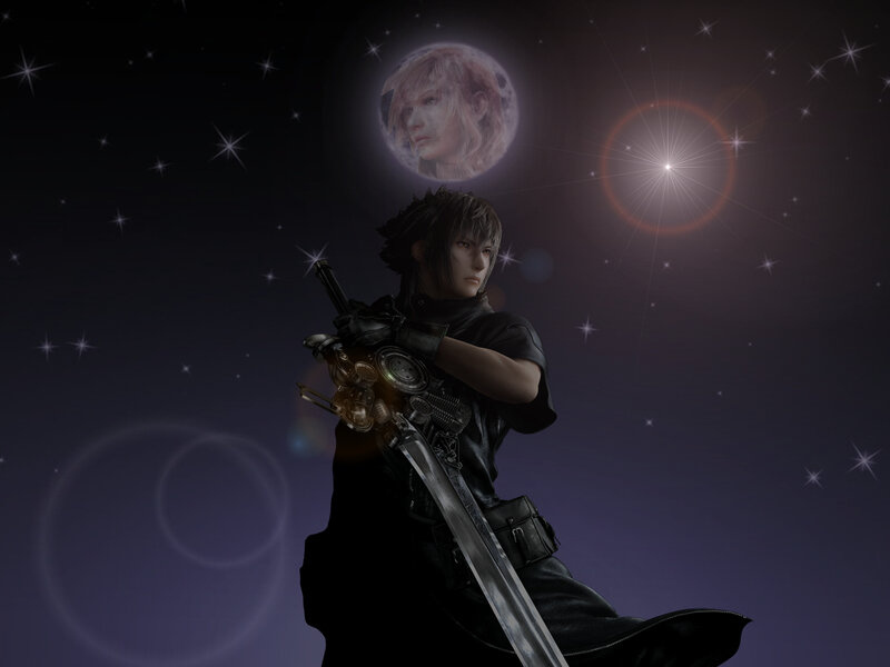 Character with Large Sword — Black, Dramatic, Night