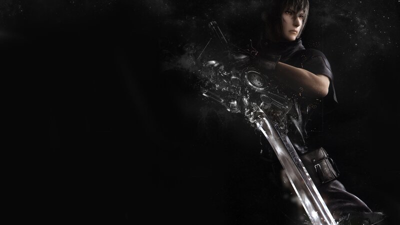 Character with Large Sword — Black, Dramatic